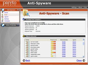 ParetoLogic - Anti-Spyware Scan Results Screen More Information